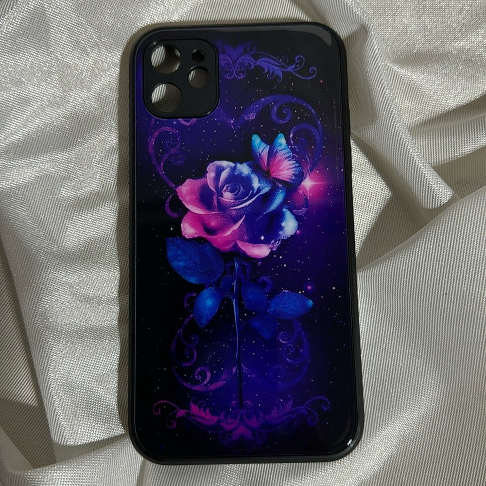 NWOT iPhone 11 Rigid Plastic Case Rose & Butterfly Protective Case
